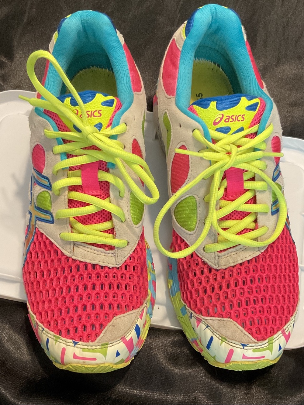 ASICS Kids Bright Pink, Lime & Turquoise Mesh Sneakers